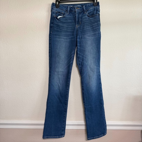 Old Navy Kicker Boot-Cut Jeans Women's 2 Blue Denim‎ Stretch High Rise Zip Fly - Picture 1 of 9